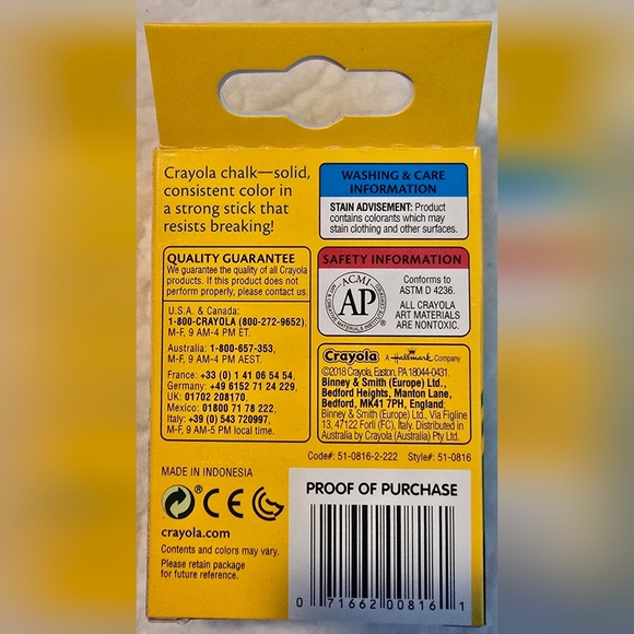 17 Boxes Crayola Multicolor Chalk 12-Pieces Each Box *Classroom Stock Up* - Picture 3 of 3